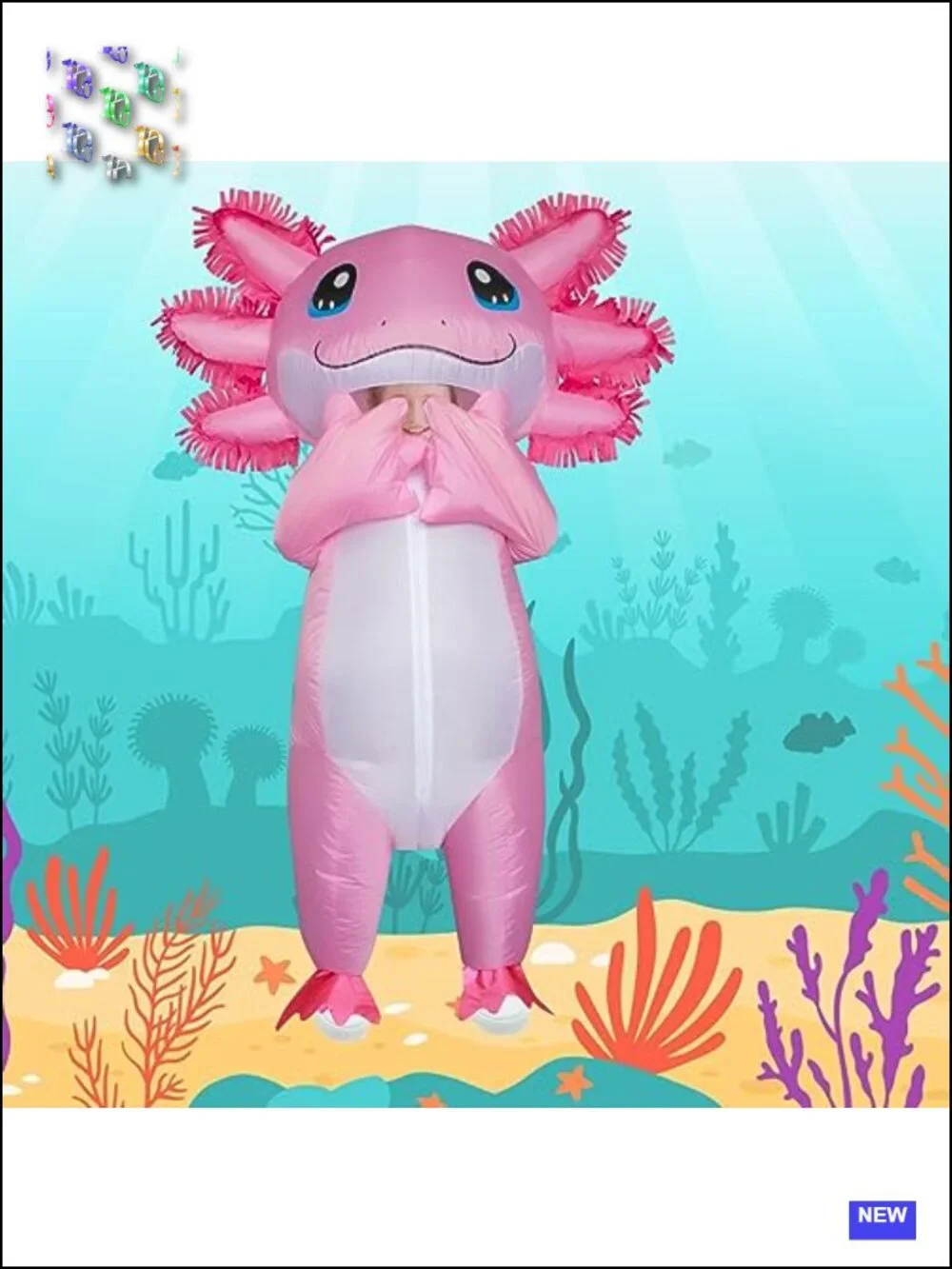 Kids Inflatable Axolotl Costume Halloween Blow Up Cosplay Party Unisex